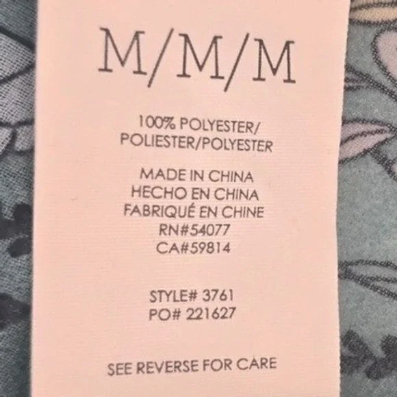 Cabi Blouse Womens Medium Teal Blue Floral 3761 V-Neck Sharkbite Hem Sheer Top - Picture 4 of 4